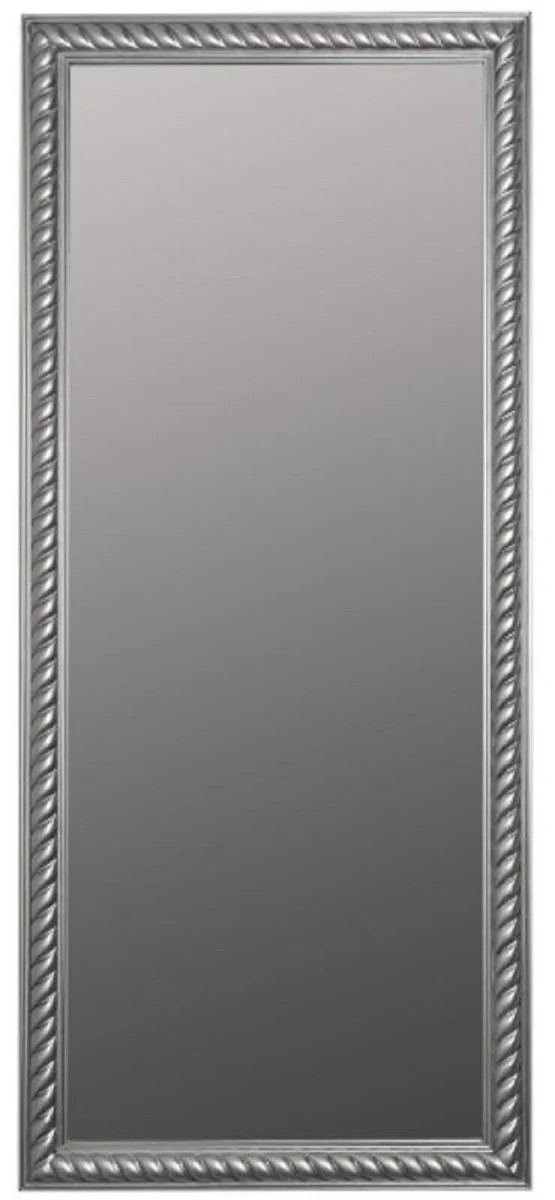 Barock Wohnzimmer Wandspiegel Antik Silber 72 x H. 162 cm - Handgefertigter Spiegel im Barockstil