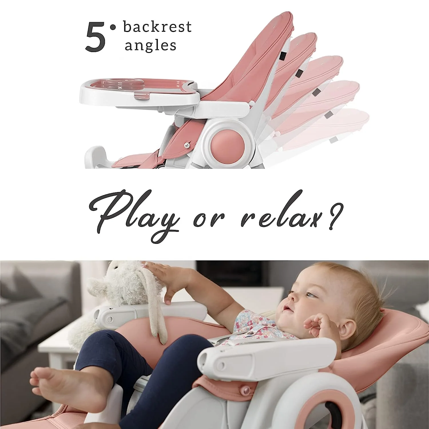 Hochstühle für Babys und Kleinkinder – Dunkelgrauer Silla para Comer de Bebe – Babyhochstuhl in 7 verschiedenen Höhen verstellbar