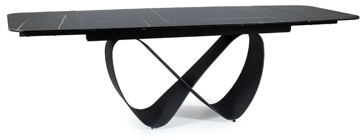 Luxury dining table black / matt black 160-240 x 95 x H. 76 cm - Extendable kitchen table with tempered glass ceramic table top - Dining room furniture - Luxury furniture