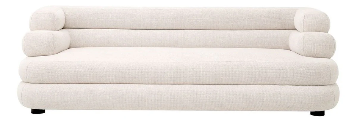 Luxus Sofa Weiß / Schwarz 220 x 92 x H. 68 cm - Wohnzimmer Sofa - Hotel Sofa - Wohnzimmer Möbel - Hotel Möbel - Luxus Möbel - Luxus Einrichtung