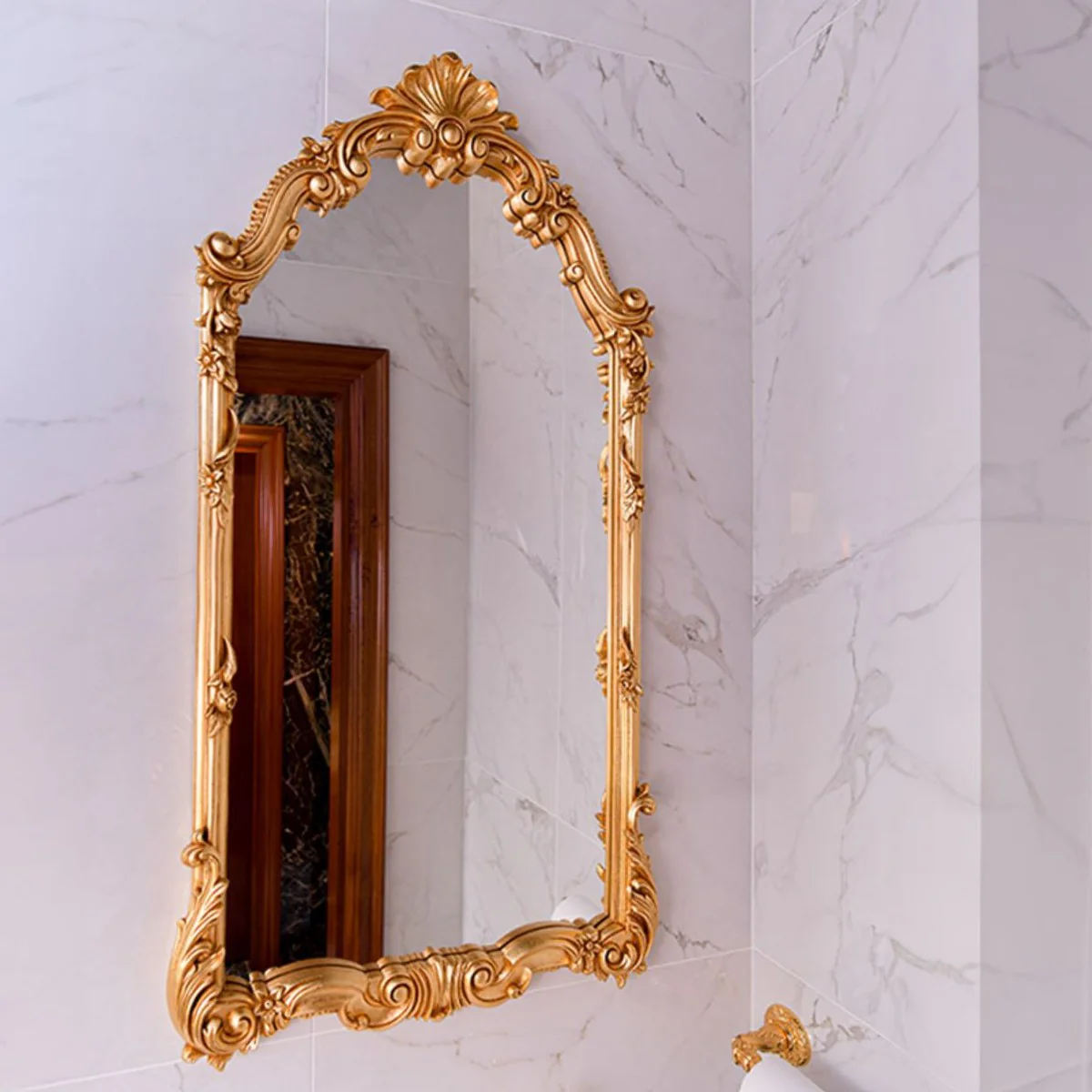 Luxury baroque mirror gold H. 111 cm - Magnificent baroque style wall mirror - Made in Italy