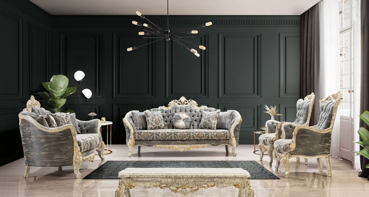 Luxury Baroque Coffee Table Antique White / Gold - Handmade Baroque Style Living Room Table - Luxury Baroque Style Furniture - Baroque Style Living Room Furniture - Baroque Furnishings - Baroque Furniture