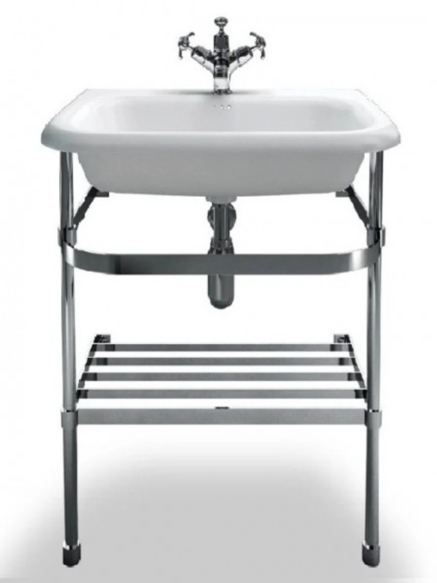 Art Nouveau standing washbasin natural stone white / stainless steel W 65cm - Art Deco washbasin baroque antique style