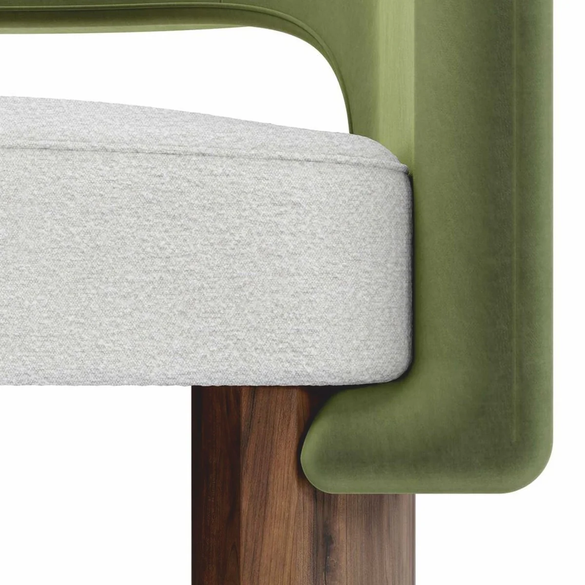 Luxus Esszimmer Stuhl mit Armlehnen Grün / Weiß / Braun - Premium Qualität