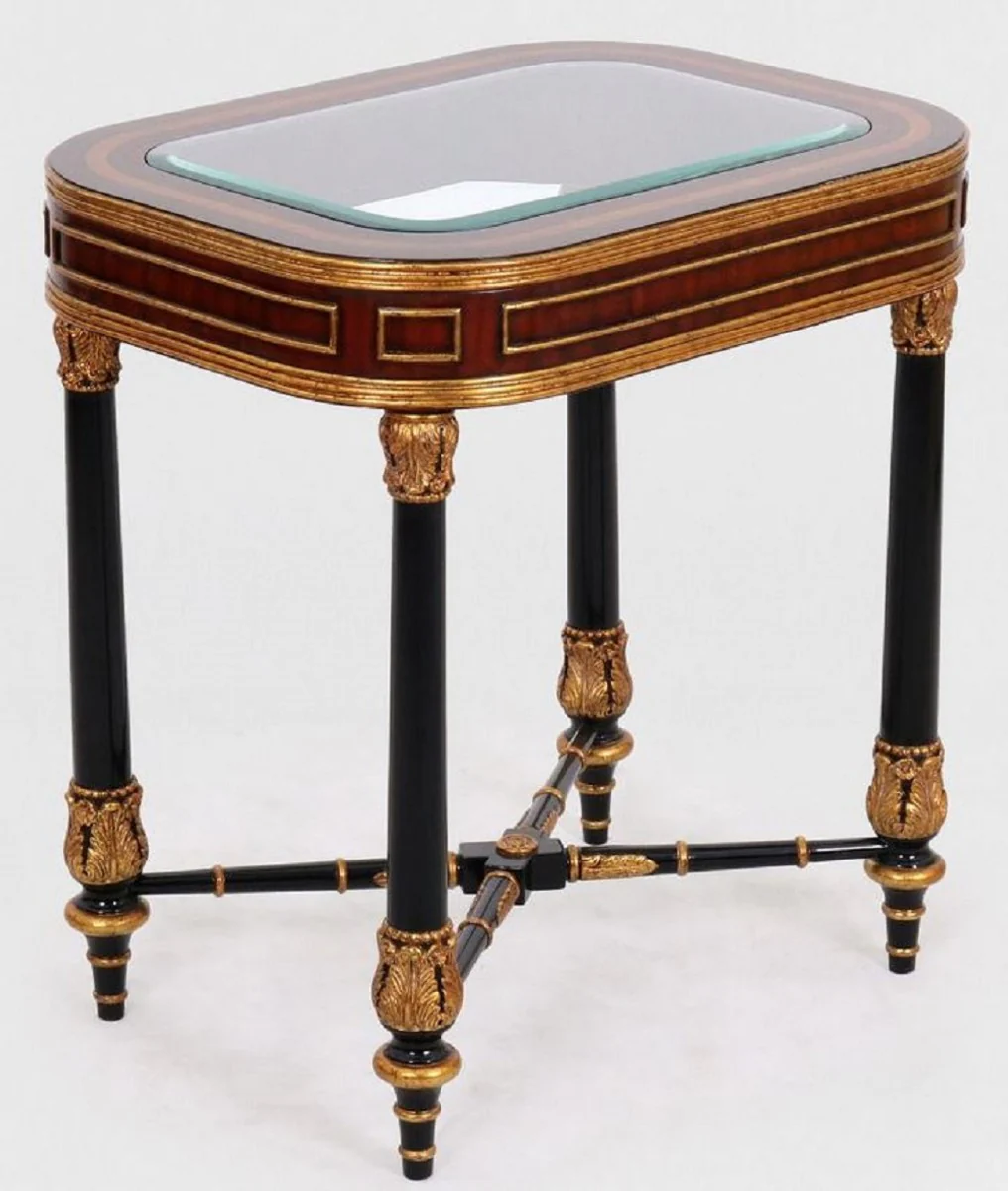 Country house style shelf cabinet antique black 70 x 39 x H. 197 cm - solid wood cabinet - bookcase - living room cabinet - country house style furniture