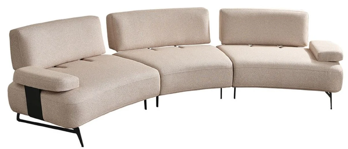 Luxus Sofa mit verstellbaren Rückenlehnen Beige / Schwarz 350 cm