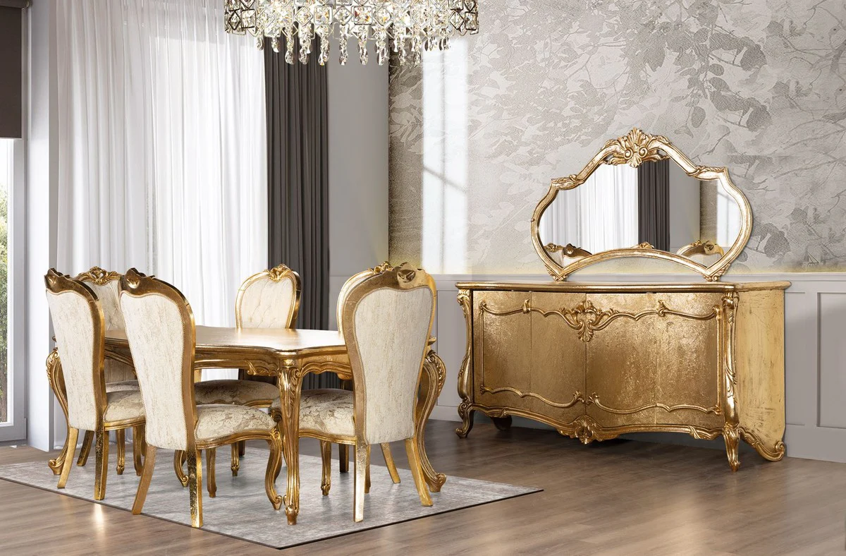 Luxury Baroque Dining Room Chair White / Gold - Baroque Style Dining Room Furniture