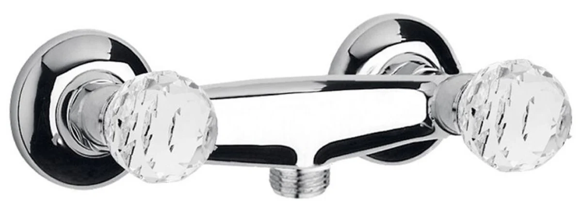 Luxury exposed shower mixer with Swarovski crystal glass silver 20 x 14 x H. 7 cm - bathtub fitting - first-class quality - Made in Italy