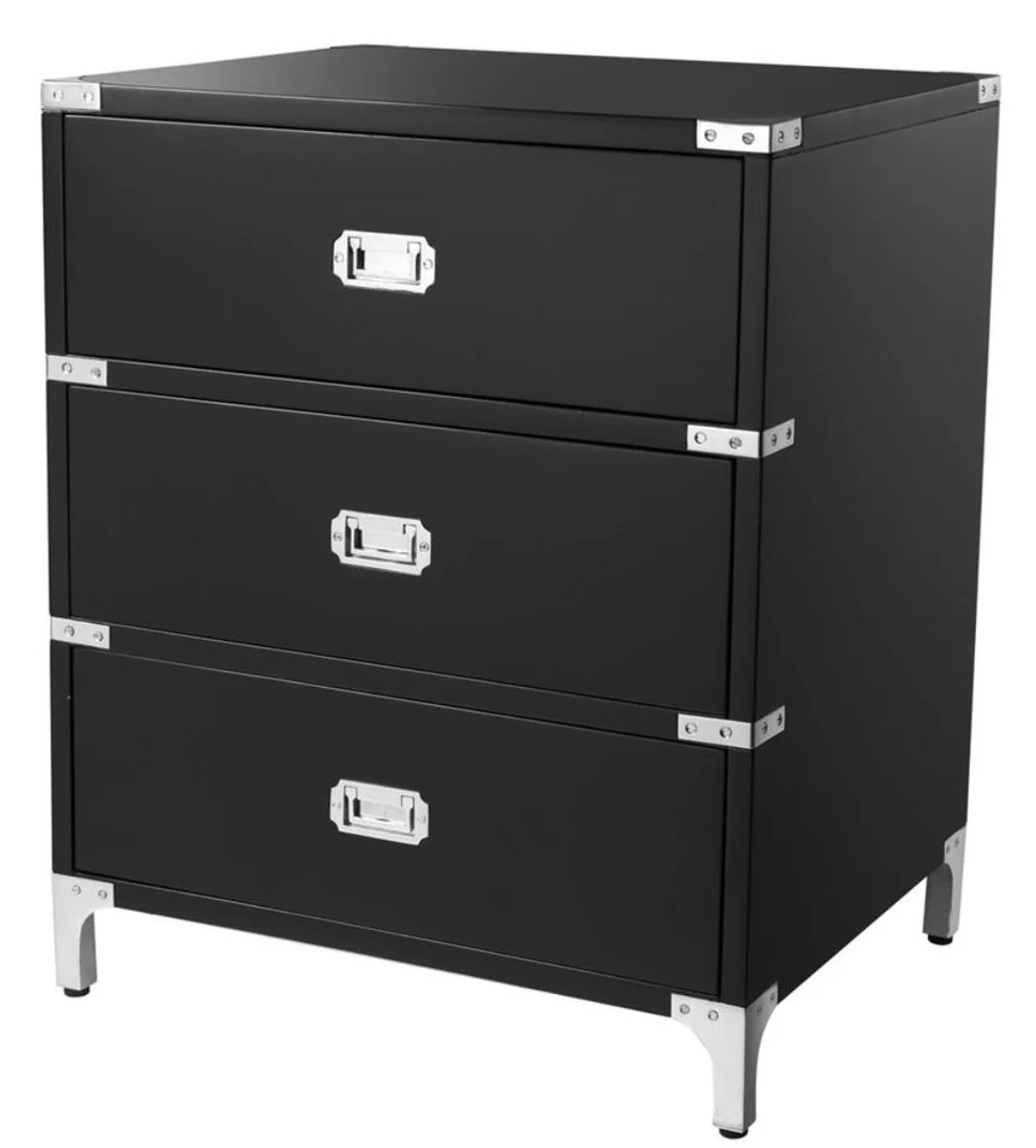 Luxury side table with 3 drawers black 71 x 40.5 x H. 74 cm - living room furniture