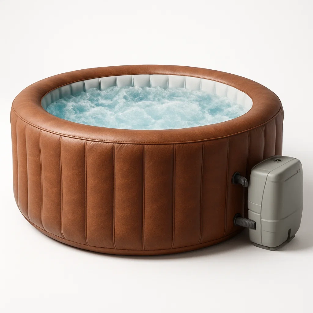 Aufblasbarer Whirlpool 180x180x71 cm 4 Personen rund Holz/beige Farbe PtrUmai323nR