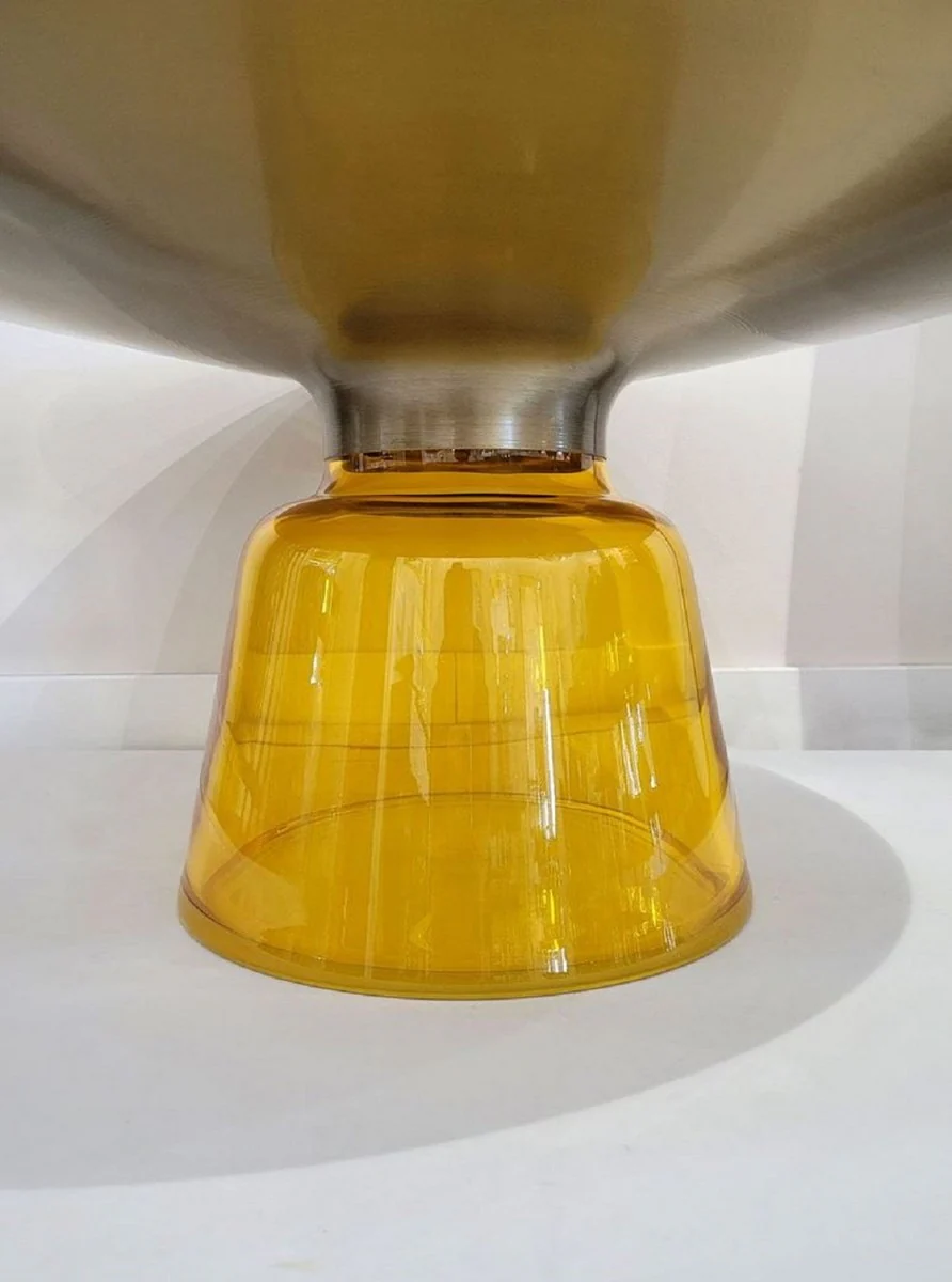 Luxury coffee table black / gold / yellow Ø 75 x H. 37 cm - Round glass living room table - Living room furniture - Luxury furniture