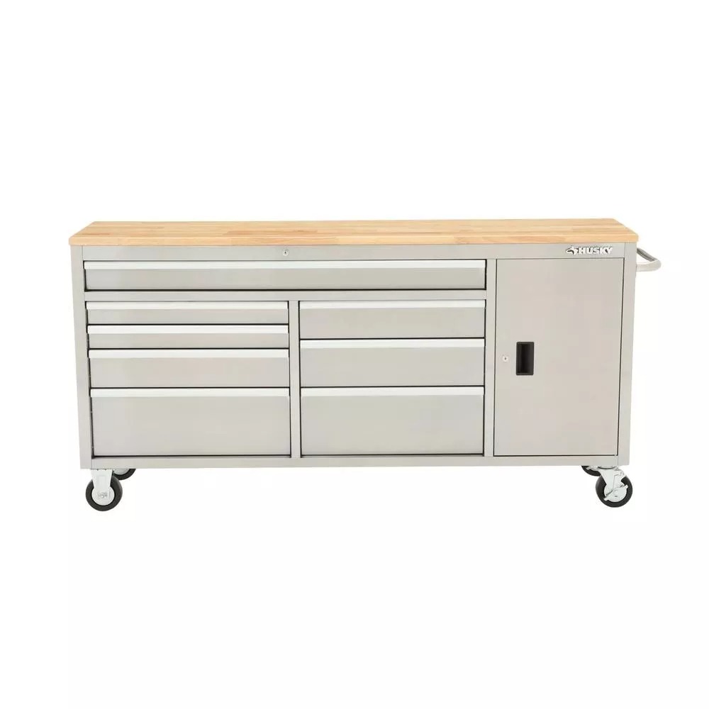 72 IN. 8-DRAWER und 1-DOOR MOBIL WORKBENCH in STAINLESS STAHL