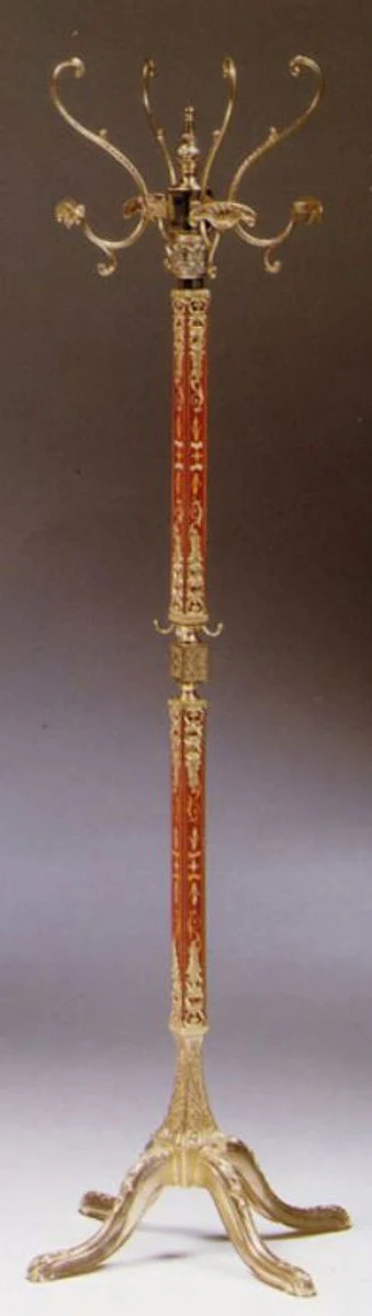 Luxury Baroque coat rack gold / red 40 x 40 x H. 175 cm - Elegant brass clothes rack - Baroque hotel cloakroom furniture