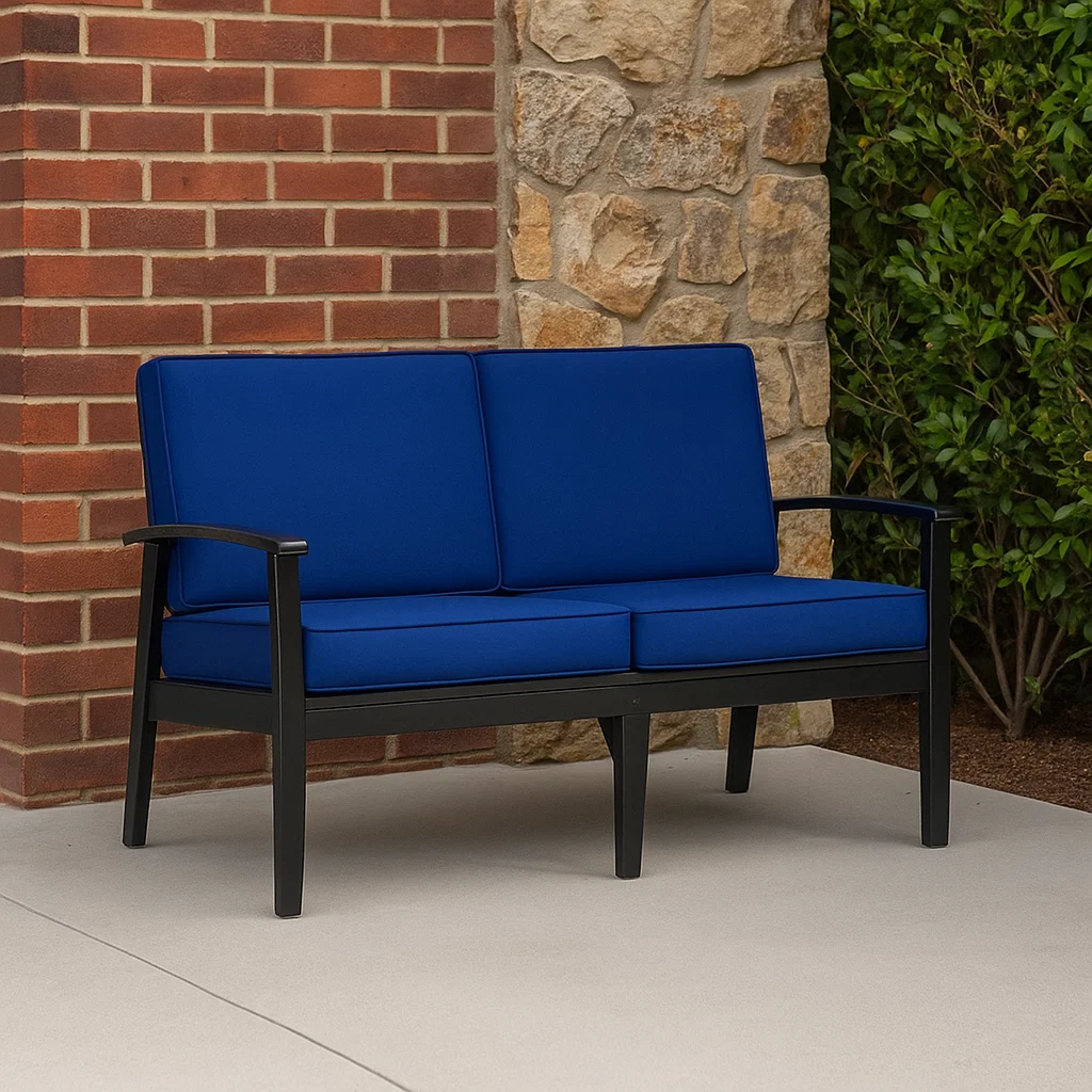 Doppelsitz-Gartensofa, marineblau, Metall, 135 x 80 x 75 cm