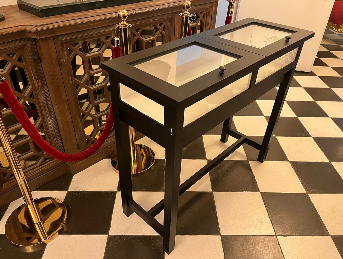 Country house style shop display case black / white 110 cm