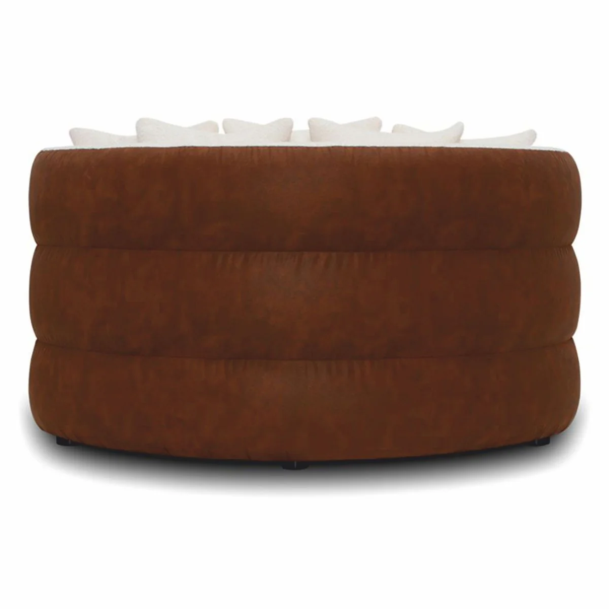 Luxury sofa white / brown Ø 132 cm - round living room sofa