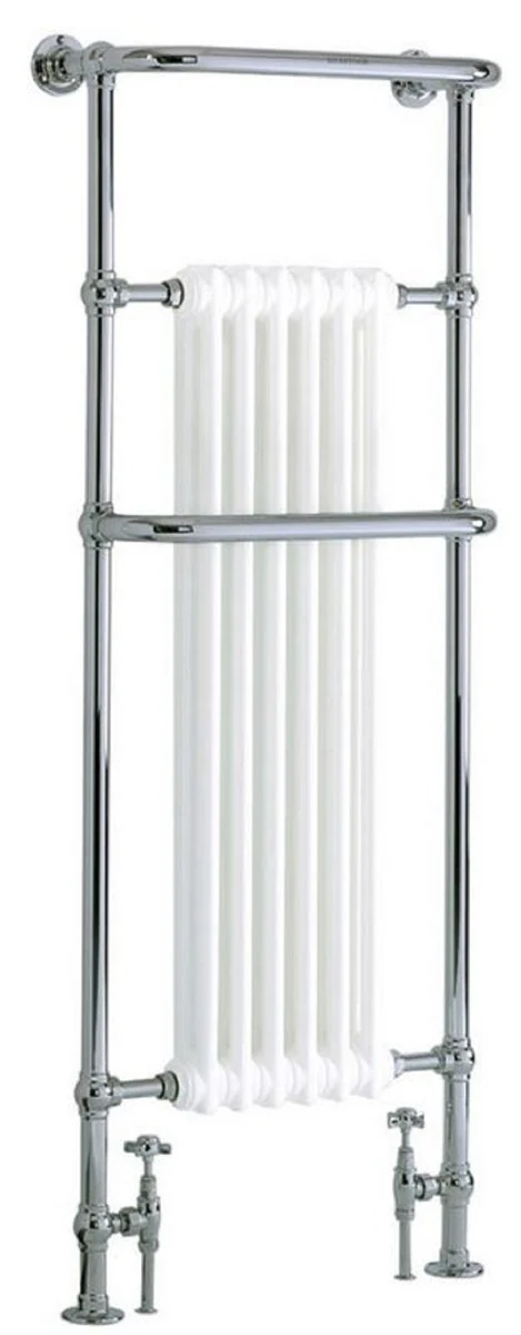 Luxury bathroom heater white / chrome 583 x H. 1500 mm - towel radiator - vintage bathroom radiator towel holder