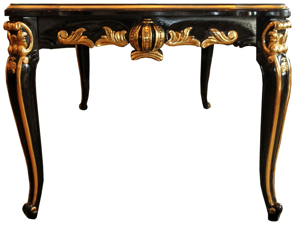Pompöös by Baroque luxury dining table with glass top black / gold 160 x 100 cm - Pompöös baroque dining table designed by Harald Glööckler
