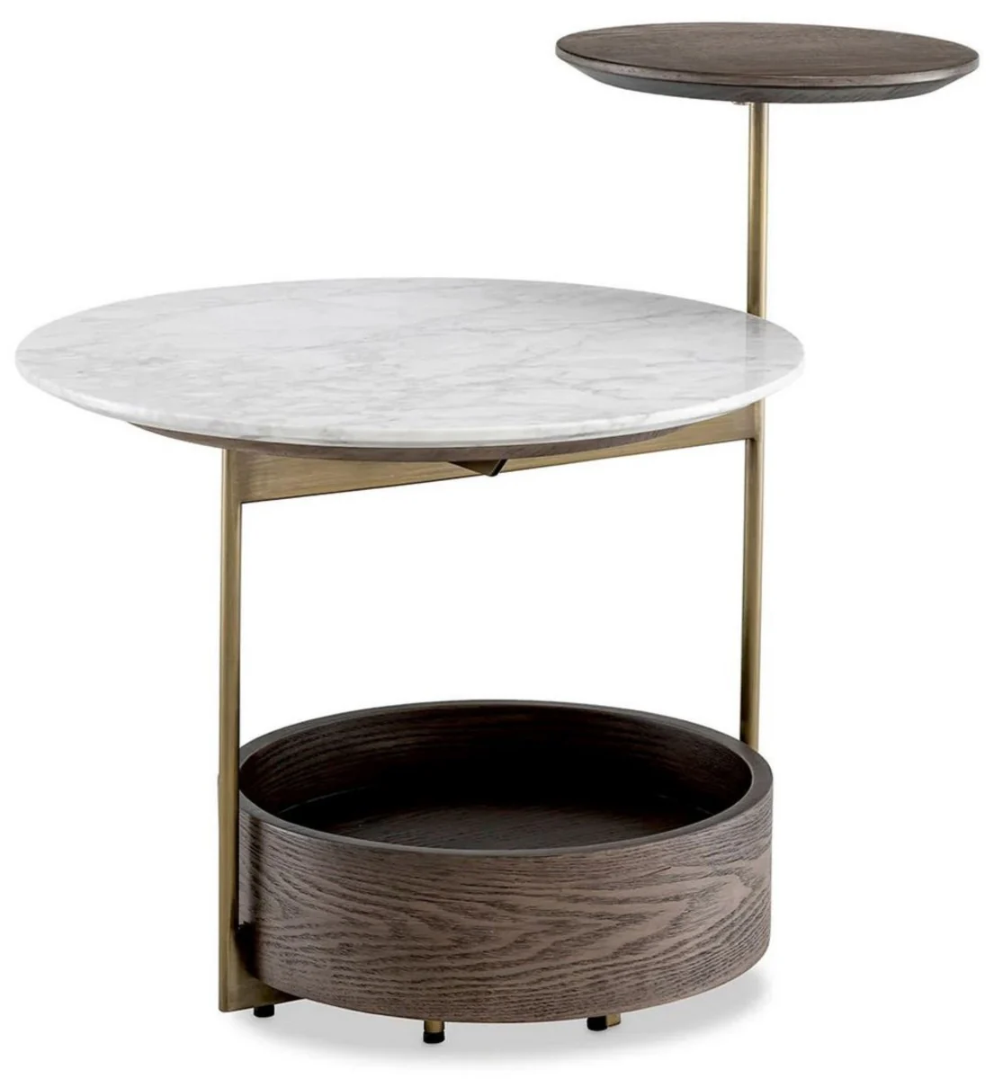 Luxury side table with marble top brown / white / brass 59.5 x 45 x H. 54.5 cm - living room furniture - luxury furniture - living room furnishings - luxury quality