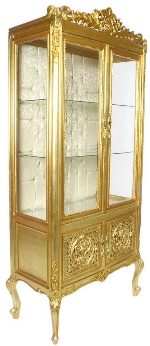 Baroque display cabinet gold / cream 100 x 40 x H. 170 cm - Magnificent baroque display cabinet with 2 glass doors beautiful decorations and rhinestones