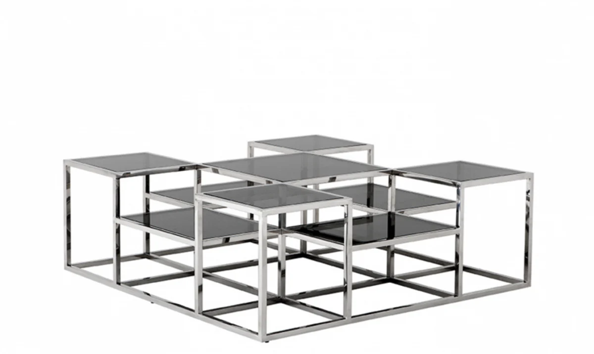 Luxury Art Deco Designer Coffee Table with Smoked Glass - Living Room Salon Table - Luxury Collection