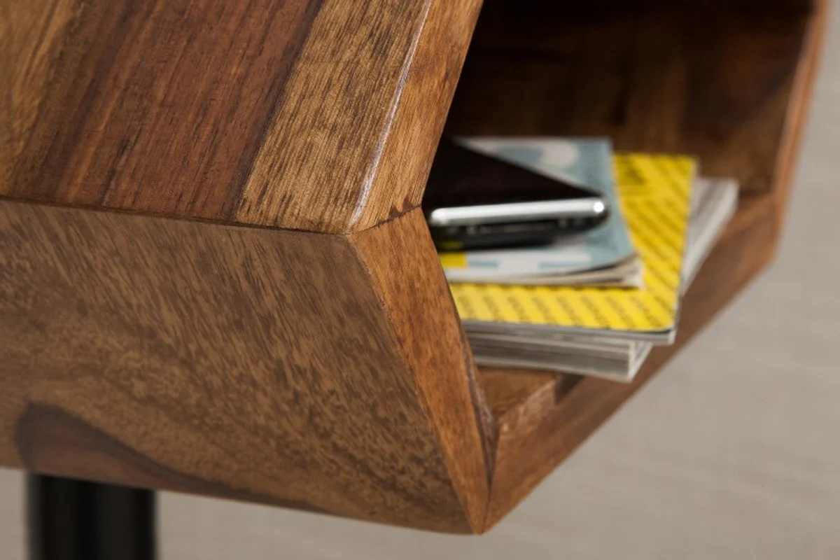 Designer side table natural / black Sheesham 45cm x 35cm x H.65cm solid wood