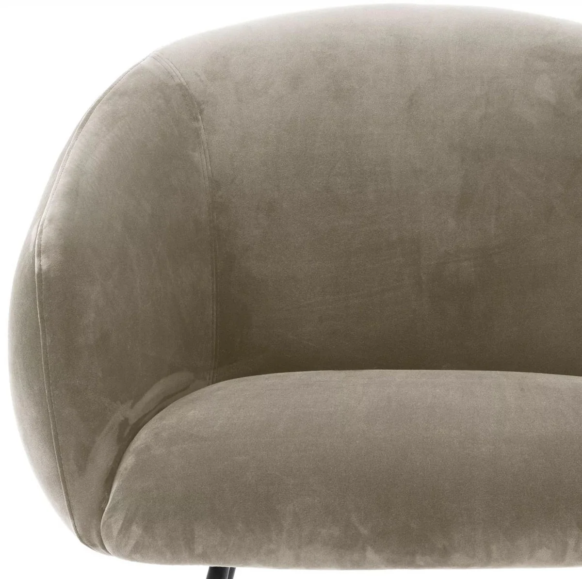 Luxury dining room chair with armrests Greige / Black 61 x 60 x H. 79 cm - Kitchen chair with elegant velvet fabric - Dining room furniture - Kitchen furniture - Luxury furniture - Luxury furnishings