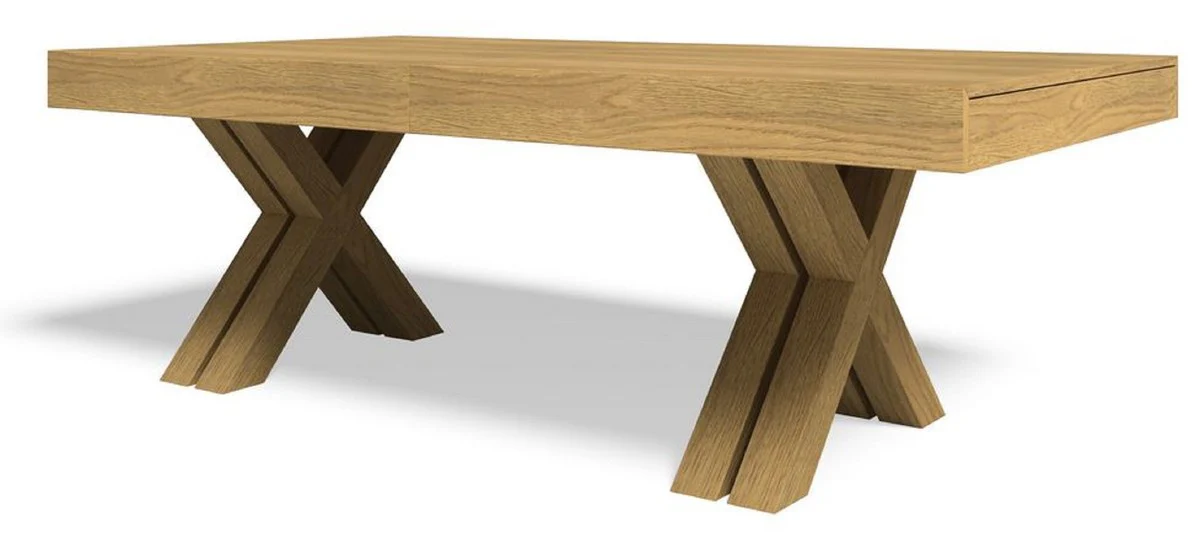 Luxury dining table natural colors 200-604 x 110 x H. 77 cm - Extendable solid wood conference table - Dining room furniture - Office furniture - Solid wood furniture - Luxury furniture
