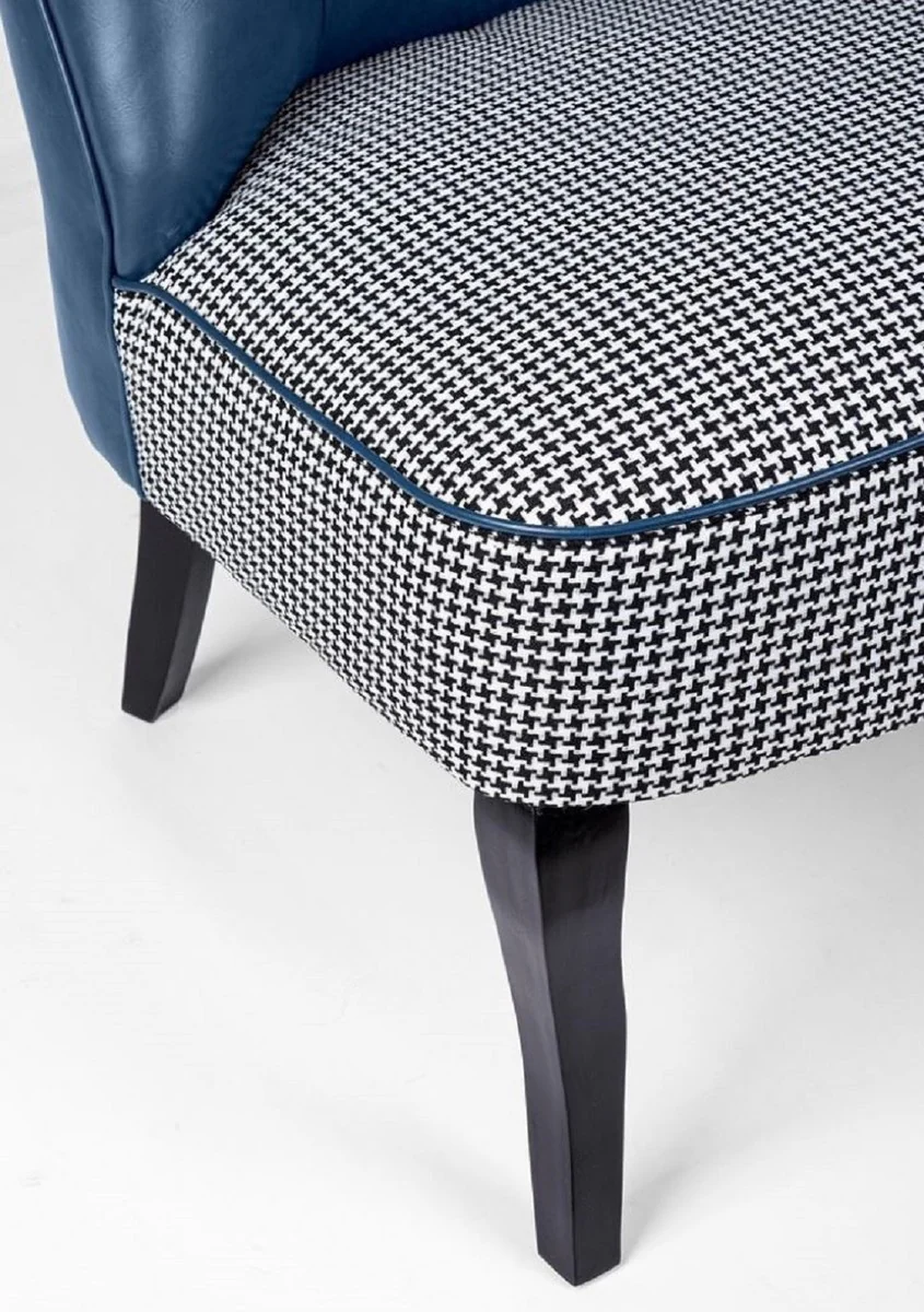 Luxury Chesterfield faux leather sofa blue / white / black 136 x 66 x H. 76 cm - Living room sofa - Living room furniture - Chesterfield furniture - Luxury furniture - Luxury furnishings