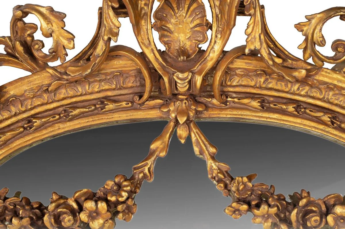 Huge baroque mirror gold 220 x 160 cm with angel motifs - antique style - heavy ornate design