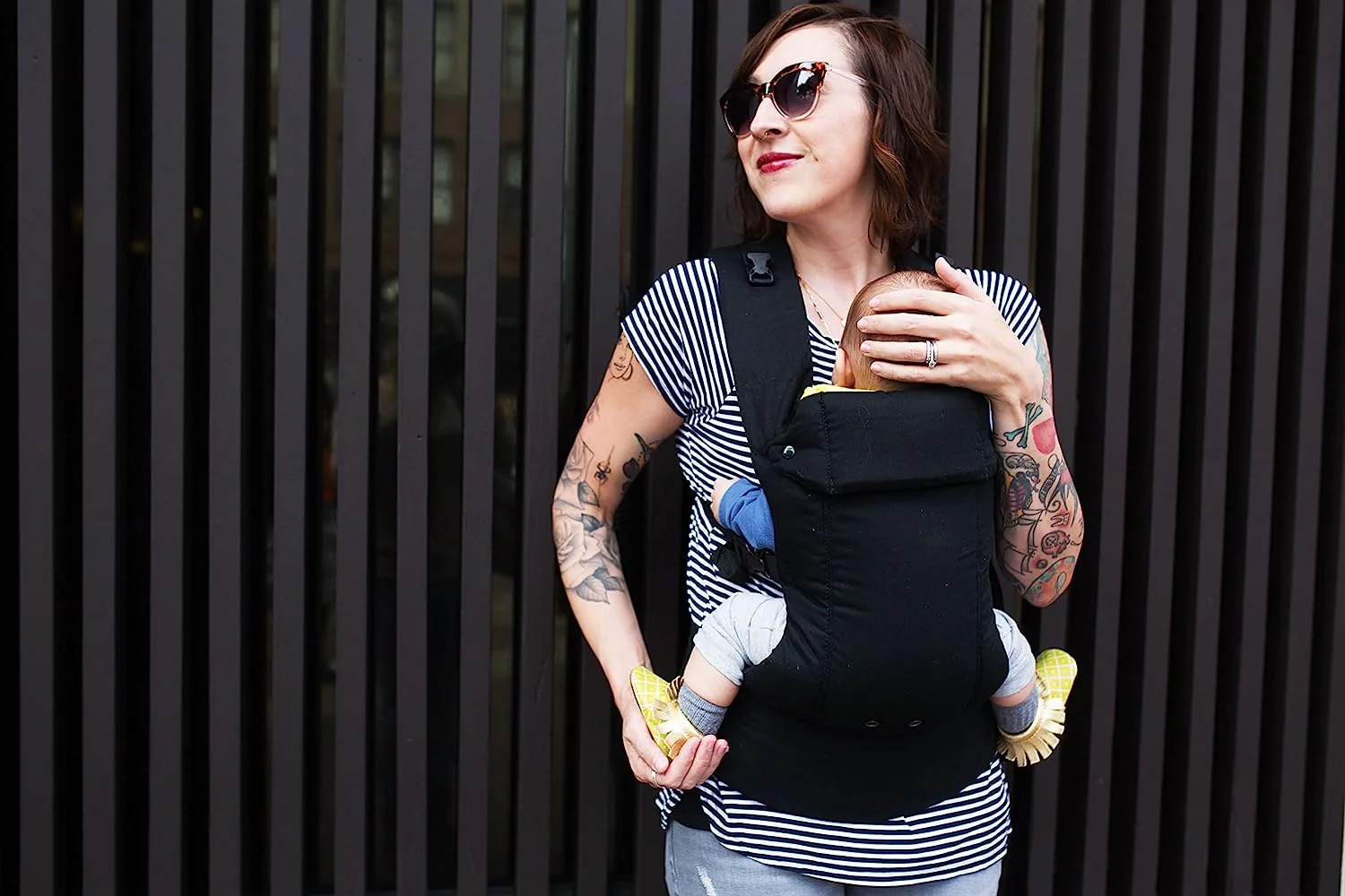 Babytrage für Neugeborene bis Kleinkinder – alle Positionen Babytrage, Babytrage-Rucksack und Baby-Vordertrage mit verstellbarem Sitz, ergonomische Babytrage, 3,3–15,6 kg (Marineblau)