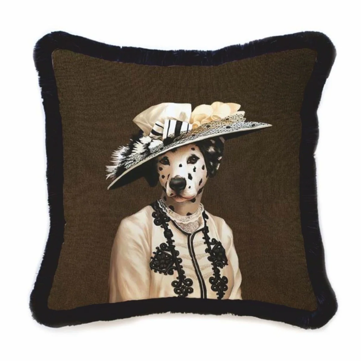 Luxury decorative velvet cushion Dalmatian Lady brown / black 45 x 45 cm