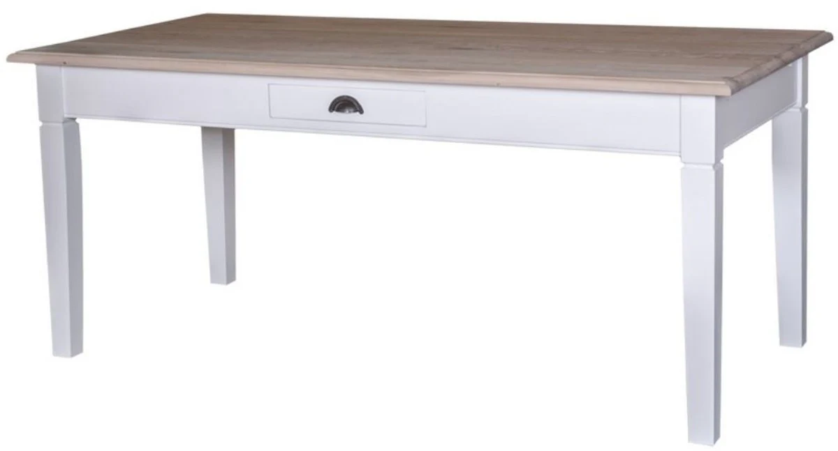 Country house style kitchen table white / natural colors - various sizes - country house style dining table with drawer