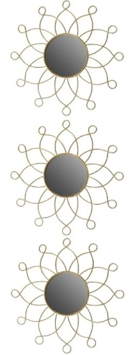 Designer metal mirror set gold Ø 25 cm - wall mirror set of 3