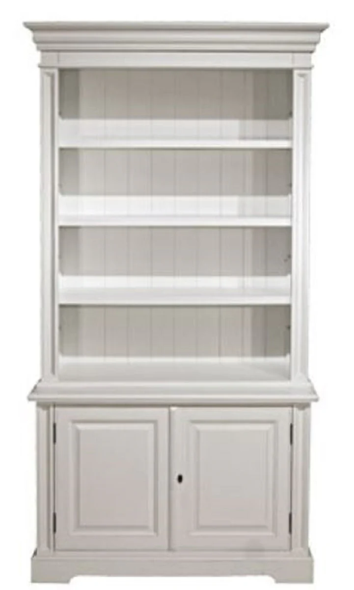 Country house style bookcase white 118 x 53 x H. 223 cm - living room cabinet with 2 doors - furniture in country house style