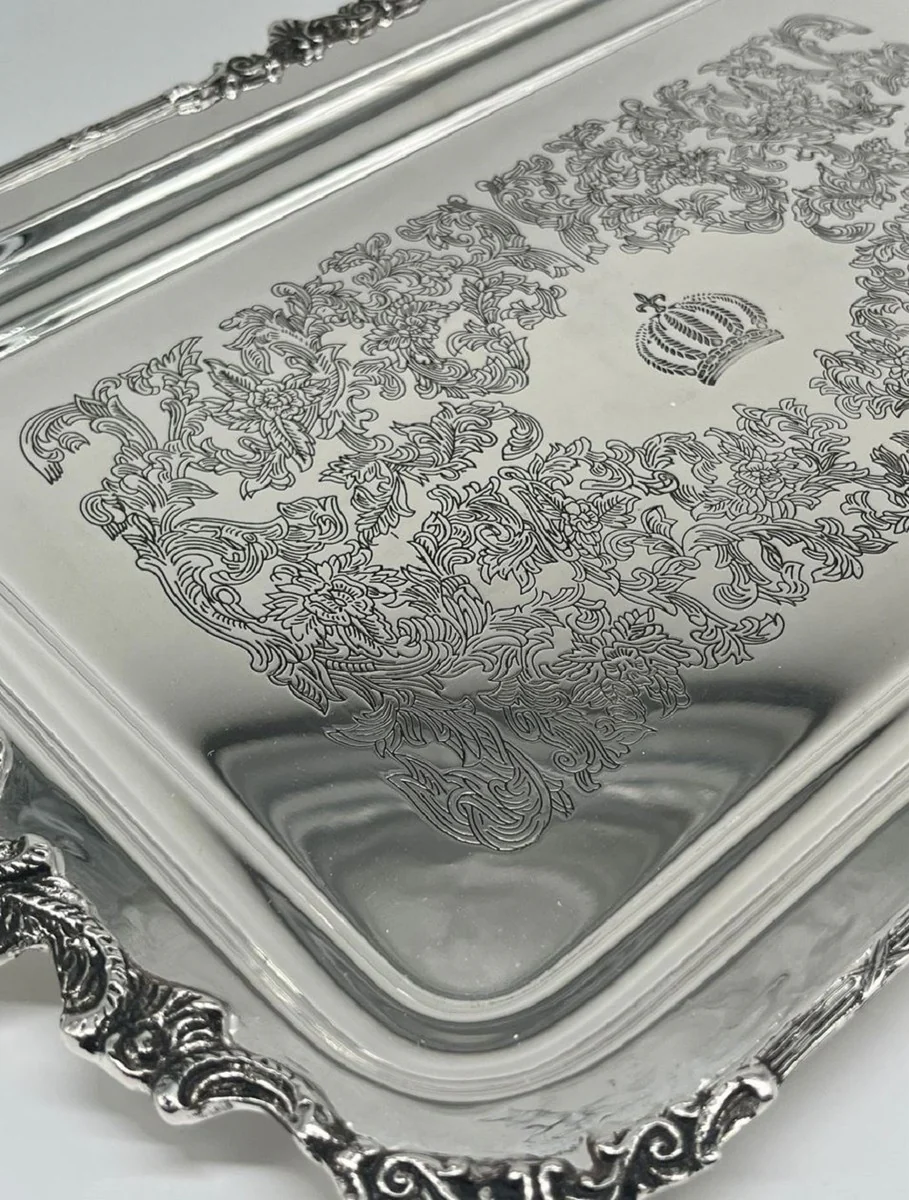 Pompöös by Luxury Baroque Serving Tray Crown Silver 52 cm - designed by Harald Glööckler