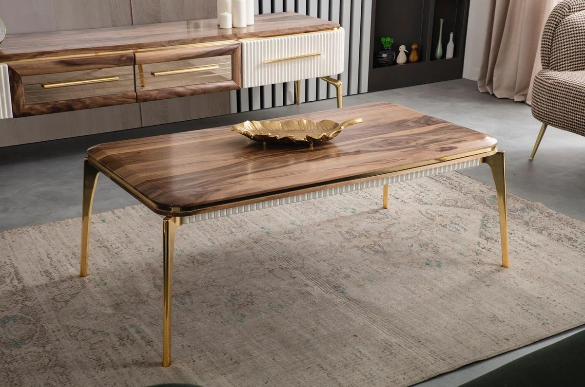 Luxury Art Deco coffee table brown / gold 117 x 62 x H. 45 cm - Elegant living room table - Art Deco living room furniture