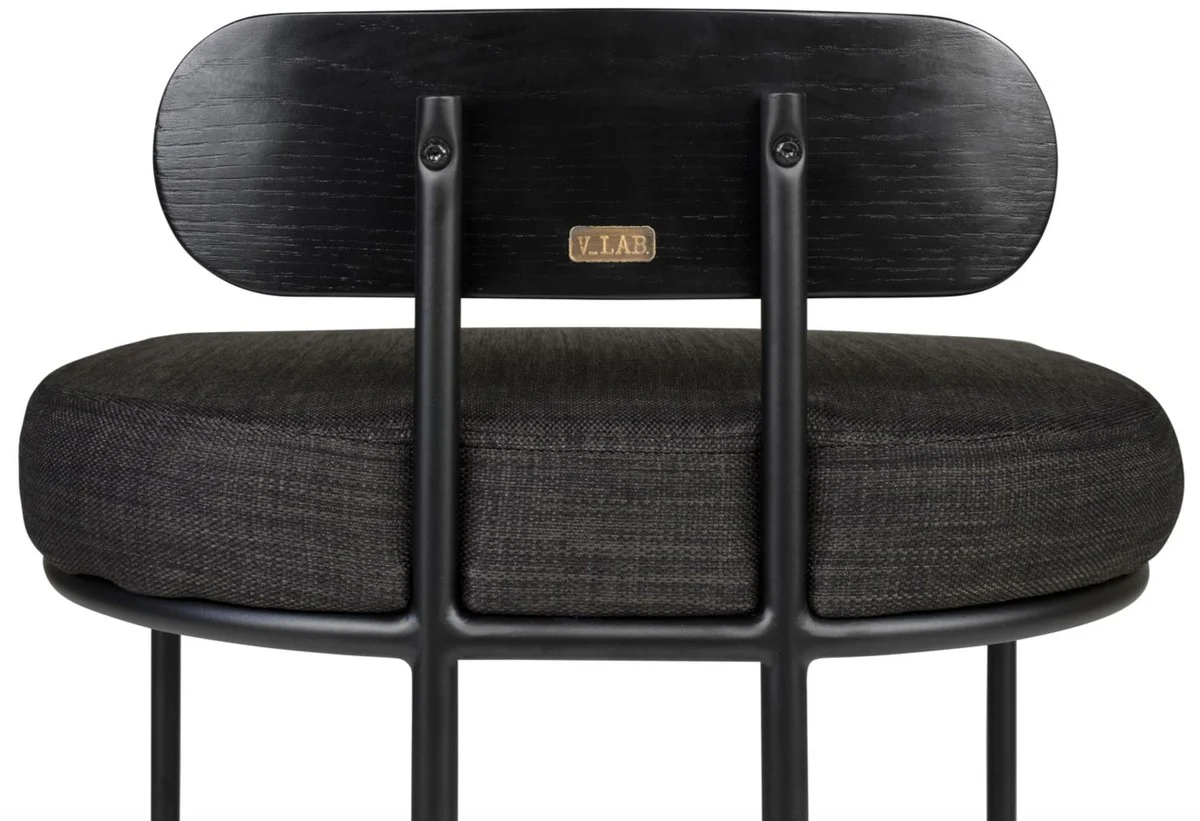 Designer dining room chair black 46 x 46 x H. 64.5 cm - Modern kitchen chair with powder-coated steel - Luxury dining room furniture