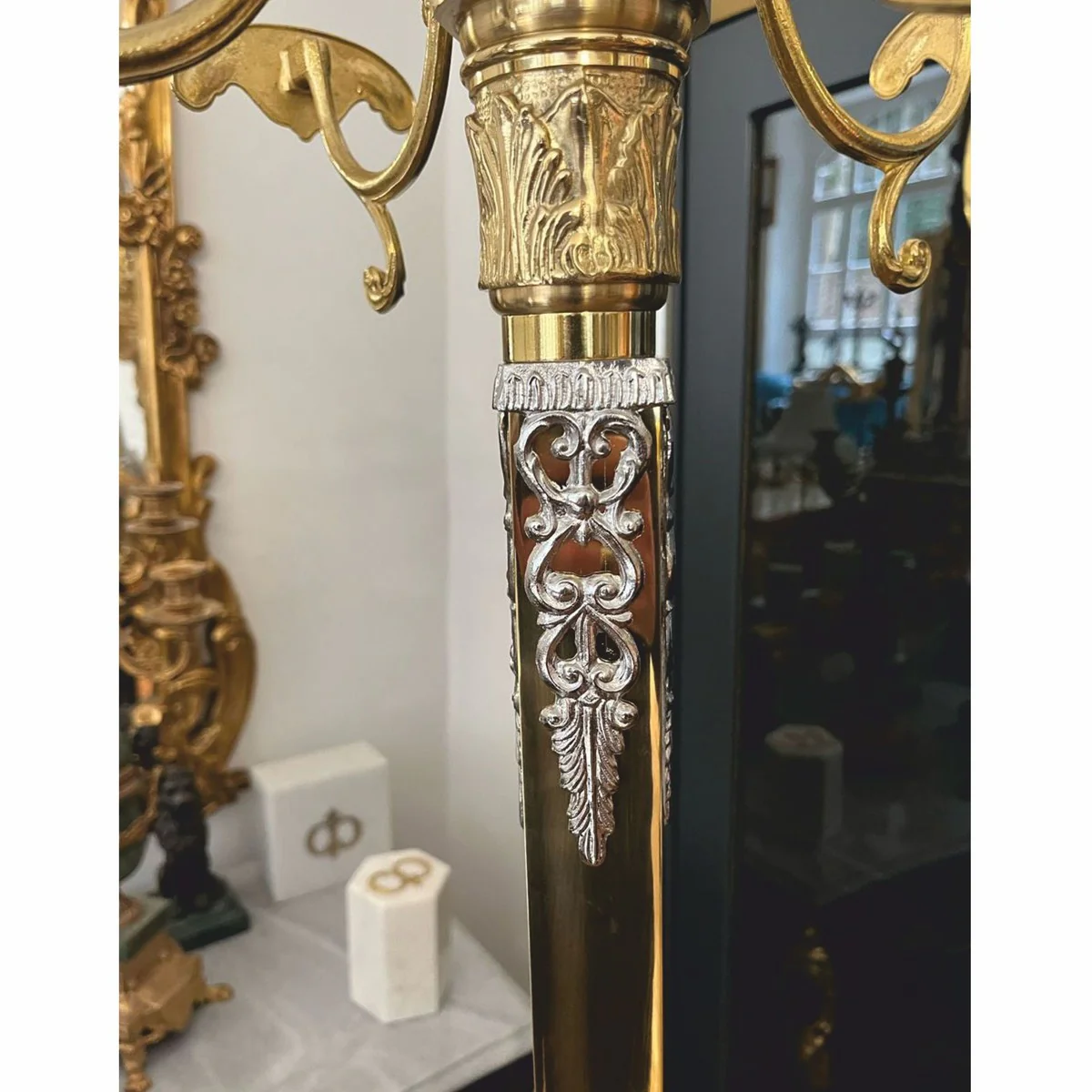 Luxury Baroque coat stand gold / silver H. 180 cm - Made in Italy