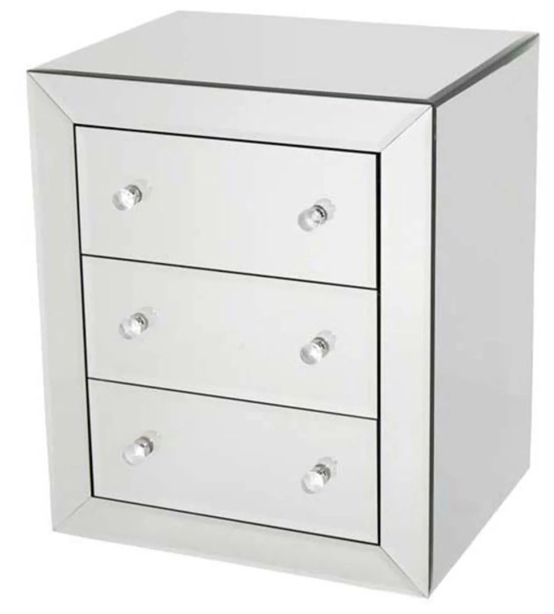 Luxury mirror glass bedside table with 3 drawers - bedroom furniture
