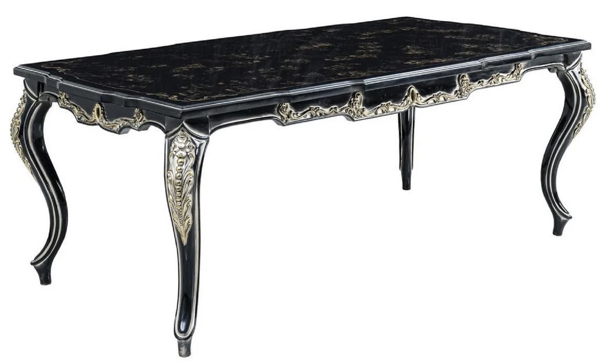 Luxury Baroque Dining Table Black / Gold - Solid Wood Dining Room Table - Baroque Dining Room Furniture - Noble & Magnificent