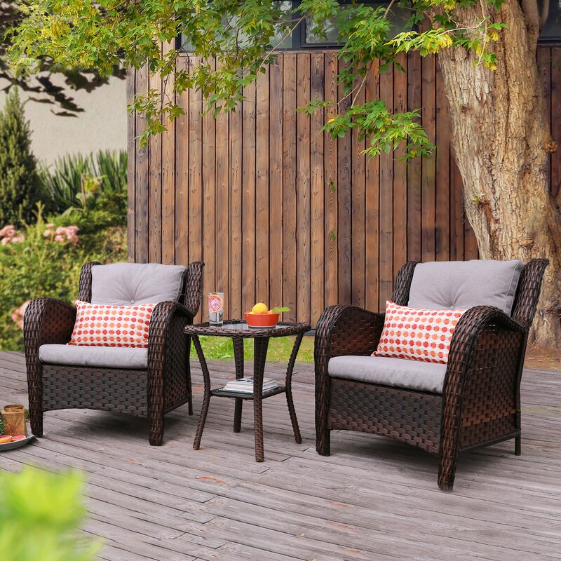 Jann Wicker/Rattan 2 - Person Sitzgruppe mit Kissen
