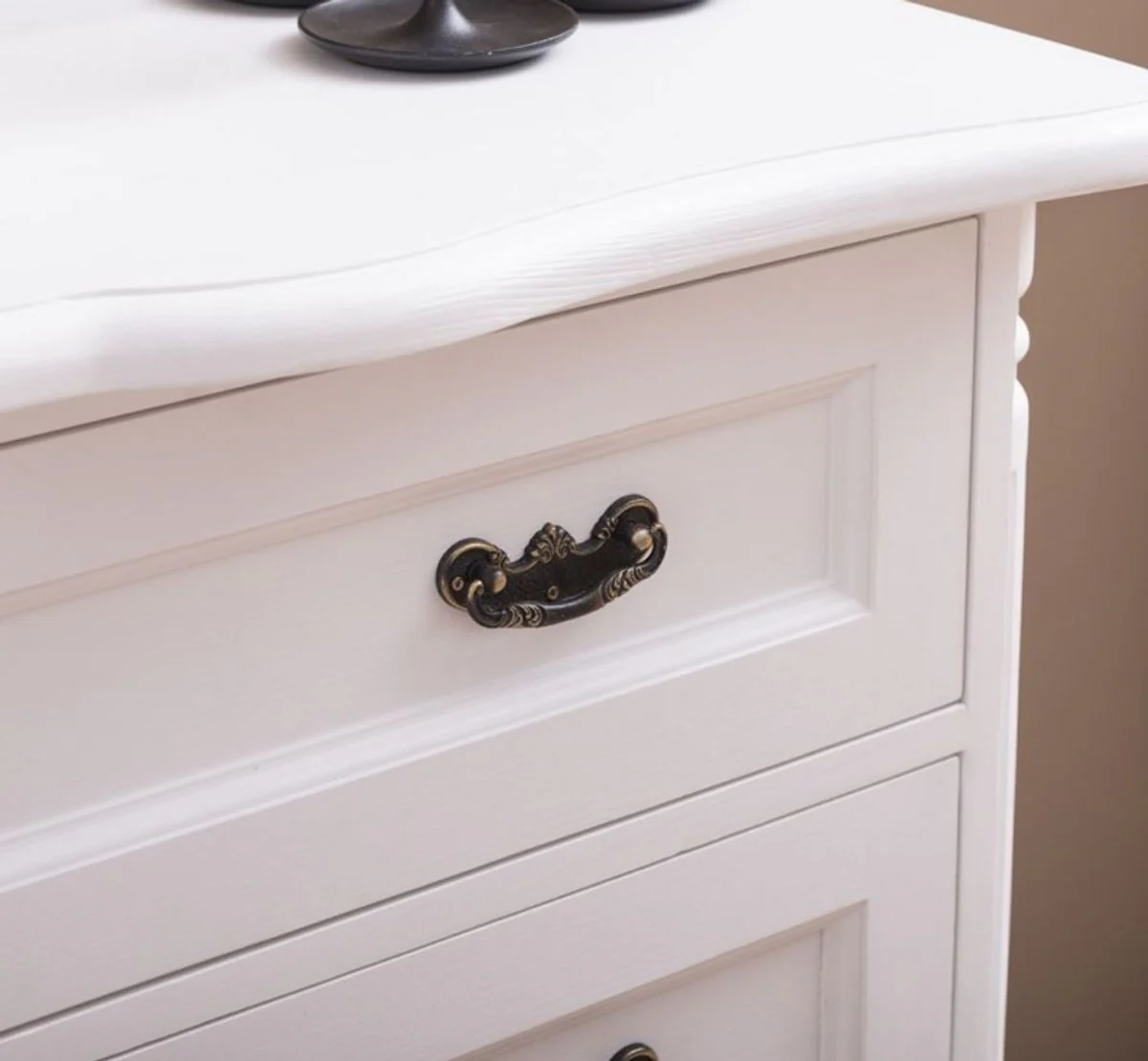 Country house style solid wood chest of drawers with 3 drawers white 110 x 48 x H. 89 cm - country house style furniture