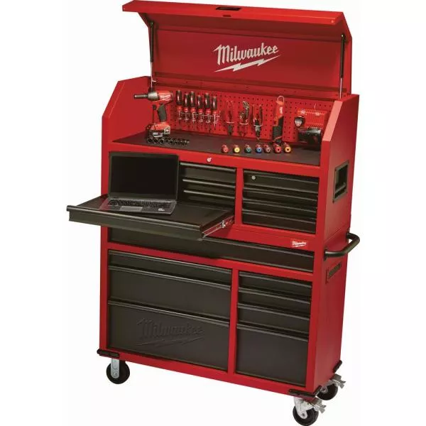 46 in. 8-Drawer Stahllager Top Chest in Rot und Schwarz