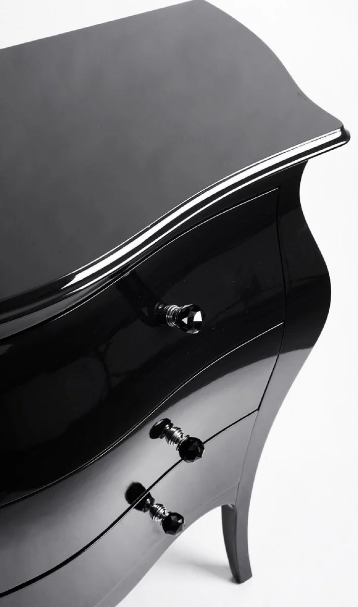 Luxury baroque chest of drawers high gloss black - handmade solid wood chest of drawers with 3 drawers - luxury furniture in baroque style - baroque furniture - baroque furnishings - noble & magnificent