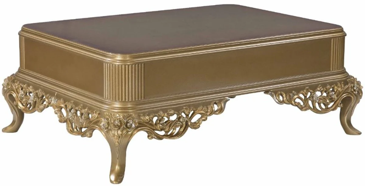Luxury baroque coffee table black / gold 130 x 92 x H. 50 cm - living room furniture in baroque style - noble and magnificent