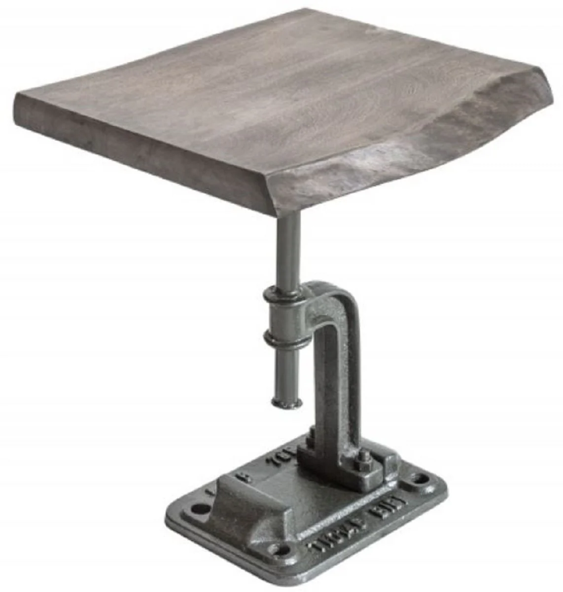 Industrial design side table gray 43 x 35 x H. 46 cm - industrial style metal table with solid wood table top - industrial design furniture