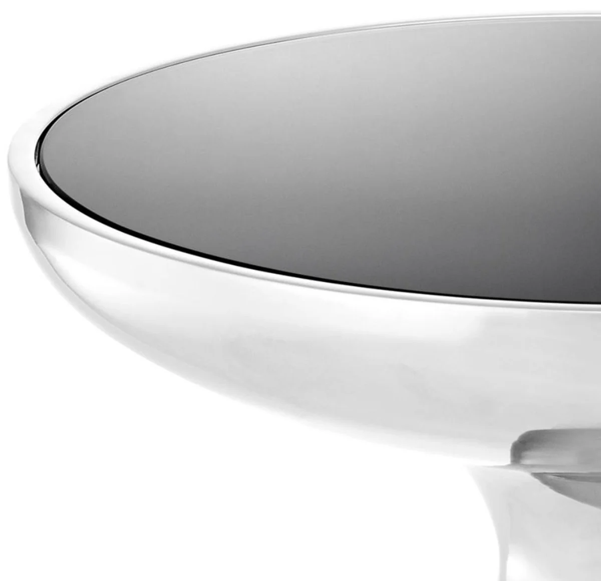 Luxury side table silver / black Ø 50 x H. 60 cm - round stainless steel table with glass top