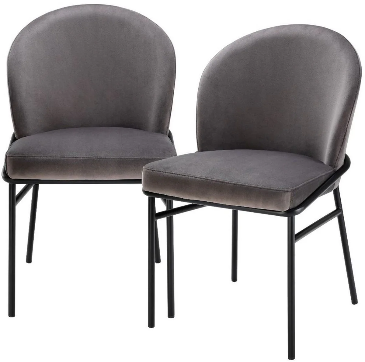 Luxury dining room chairs gray / black 49 x 56 x H. 82 cm - kitchen chairs with elegant velvet fabric - dining room set