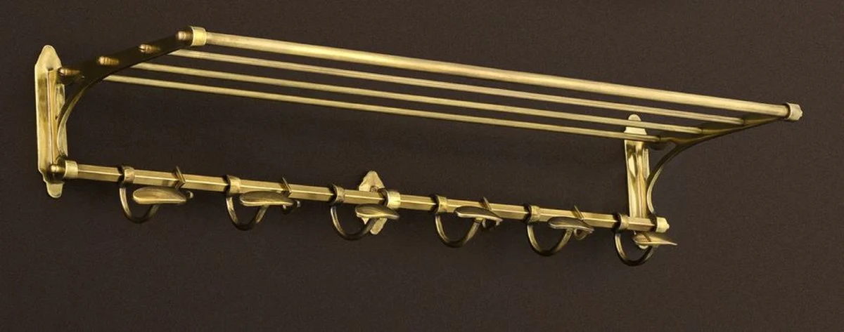 Luxury wall coat rack antique brass 98 x 29 x H. 14 cm - vintage coat holder - hotel accessories - restaurant accessories - luxury quality